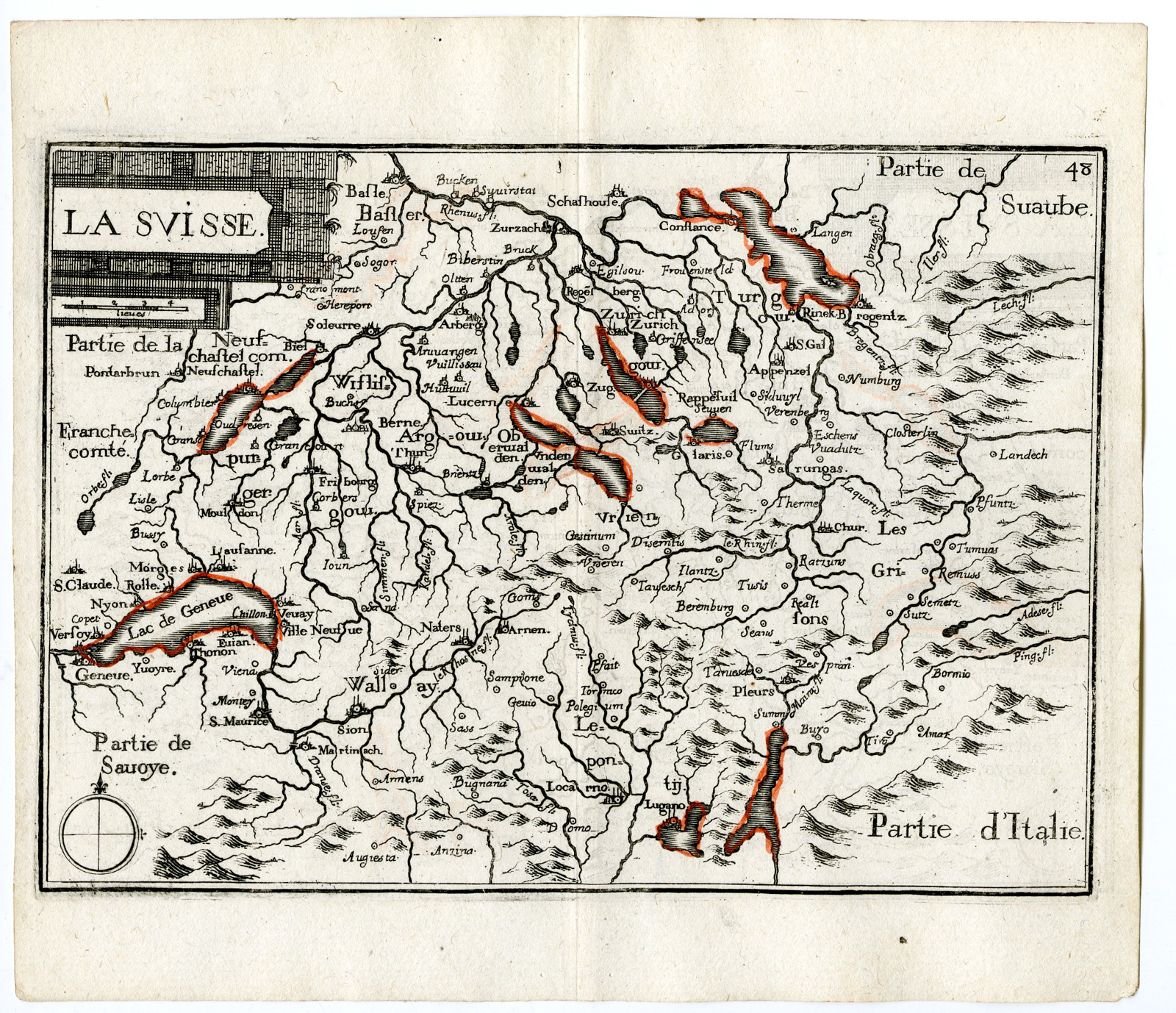 , Rare Antique Print-SWITZERLAND-LA SUISSE-Tassin-de Fer-1644, Pictura Antique Prints