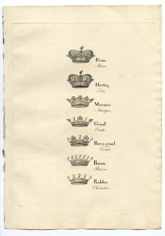 Antique Print-LEGEND WITH VARIOUS CROWNS-NOBILITY-Weleveld-1830