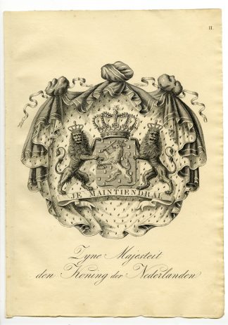 Antique Print-COAT OF ARMS-DUTCH KING-NETHERLANDS-Weleveld-1830