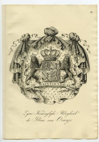 Antique Print-COAT OF ARMS-CROWN PRINCE-NETHERLANDS-Weleveld-1830