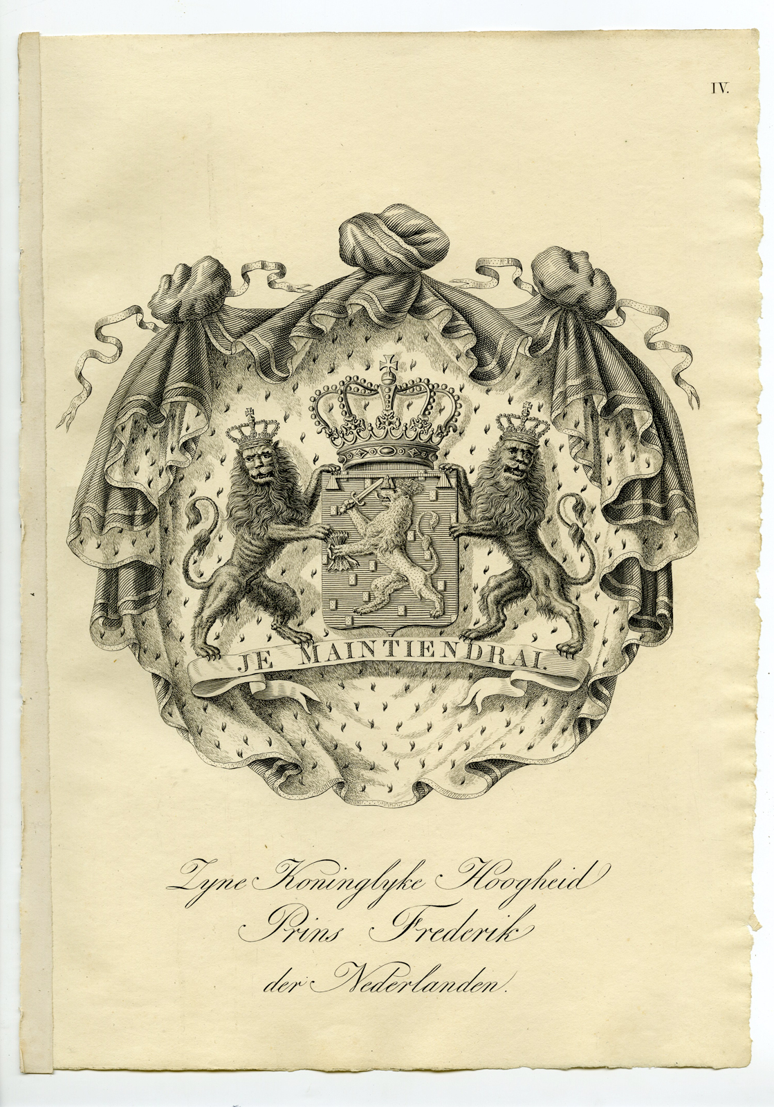 , Antique Print-COAT OF ARMS-PRINCE FREDERIK-NETHERLANDS-Weleveld-1830, Pictura Antique Prints
