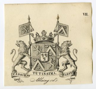Antique Print-COAT OF ARMS-FAMILY CREST-D'ABLAING-Weleveld-1830