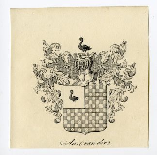 Antique Print-COAT OF ARMS-FAMILY CREST-VAN DER AA-Weleveld-1830
