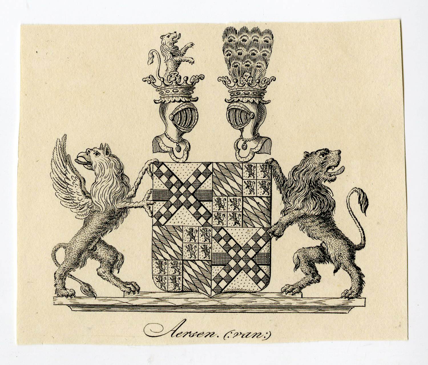 Pco 15410 416x355 Antique Print-COAT OF ARMS-FAMILY CREST-VAN AERSEN-AARSEN-Weleveld-1830