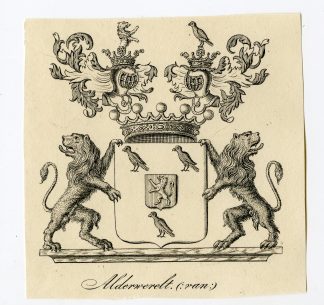 Antique Print-COAT OF ARMS-FAMILY CREST-VAN ALDERWERELT-Weleveld-1830