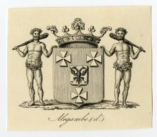 Antique Print-COAT OF ARMS-FAMILY CREST-D'ALEGAMBE-Weleveld-1830