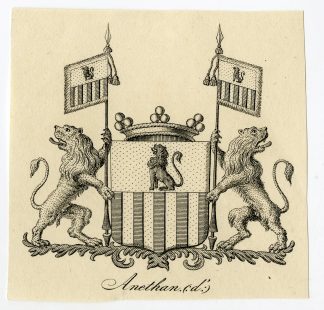 Antique Print-COAT OF ARMS-FAMILY CREST-D'ANETHAN-Weleveld-1830