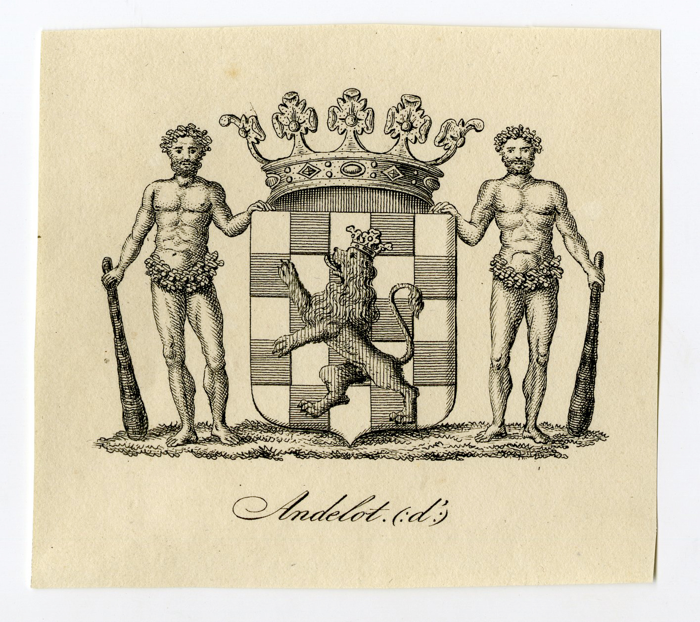 , Antique Print-COAT OF ARMS-FAMILY CREST-D’ANDELOT-Weleveld-1830, Pictura Antique Prints
