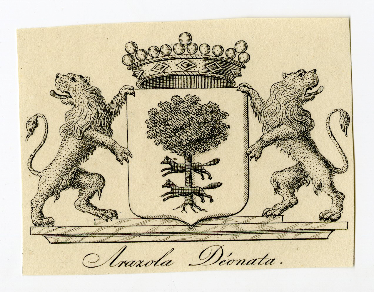 , Antique Print-COAT OF ARMS-FAMILY CREST-ARAZOLA DEONATA-Weleveld-1830, Pictura Antique Prints
