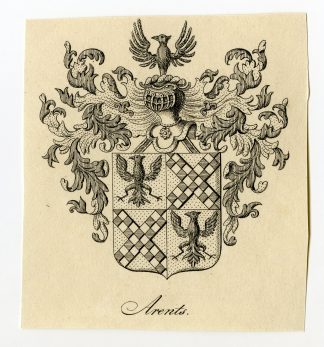 Antique Print-COAT OF ARMS-FAMILY CREST-ARENTS-ARENDS-Weleveld-1830