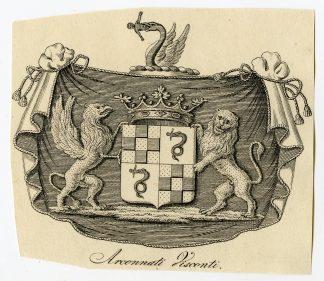 Antique Print-COAT OF ARMS-FAMILY CREST-ARCONNATI VISCONTI-Weleveld-1830