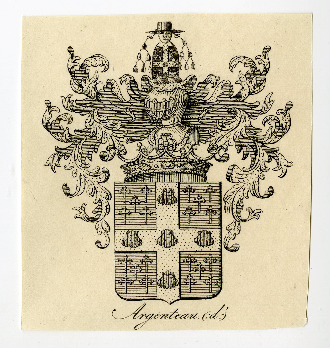 , 2 Antique Prints-COAT OF ARMS-FAMILY CREST-D’ARGENTEAU-Weleveld-1830, Pictura Antique Prints