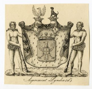 2 Antique Prints-COAT OF ARMS-FAMILY CREST-D'ASPREMONT LYNDEN-Weleveld-1830