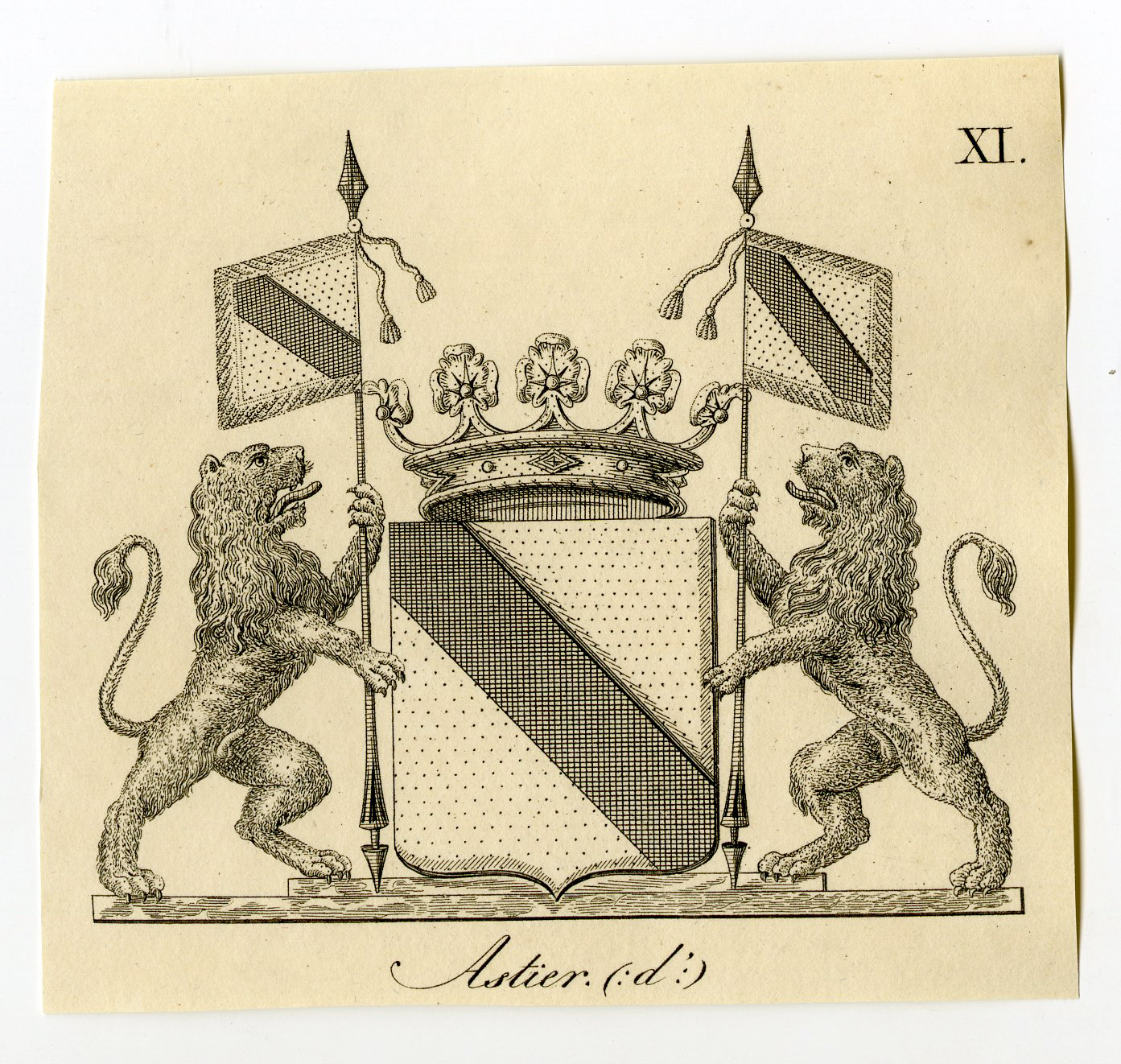 , Antique Print-COAT OF ARMS-FAMILY CREST-D’ASTIER-Weleveld-1830, Pictura Antique Prints