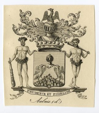Antique Print-COAT OF ARMS-FAMILY CREST-D'AULNIS-Weleveld-1830