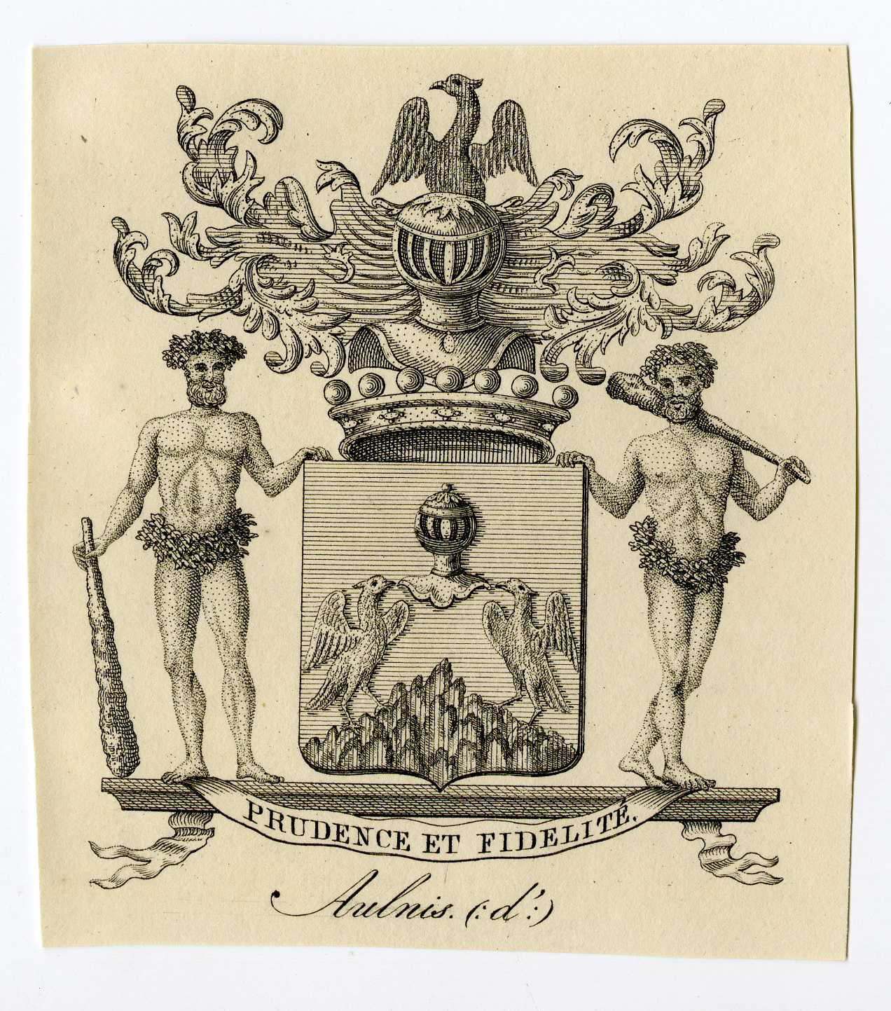 , Antique Print-COAT OF ARMS-FAMILY CREST-D’AULNIS-Weleveld-1830, Pictura Antique Prints