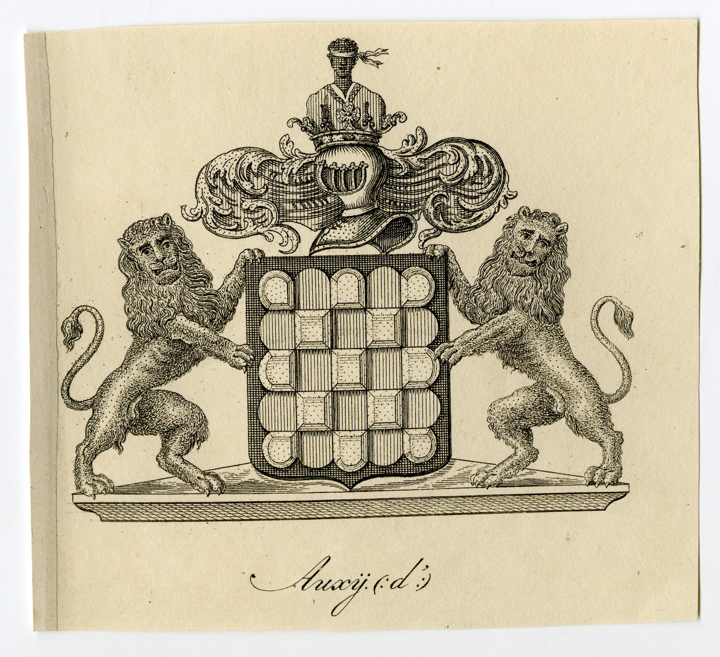 , Antique Print-COAT OF ARMS-FAMILY CREST-D’AUXIJ-Weleveld-1830, Pictura Antique Prints