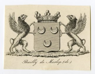 Antique Print-COAT OF ARMS-FAMILY CREST-DE BAILLIJ DE MARLOP-Weleveld-1830