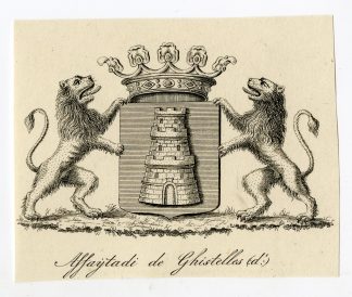 Antique Print-COAT OF ARMS-FAMILY CREST-D'AFFAIJTADI DE GHISTELLES-Weleveld-1830