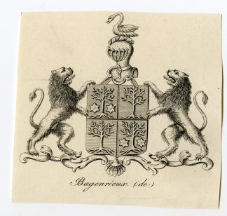 Antique Print-COAT OF ARMS-FAMILY CREST-DE BAGENRIEUX-Weleveld-1830