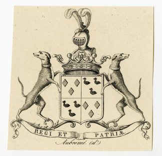 Antique Print-COAT OF ARMS-FAMILY CREST-D'AUBREME-Weleveld-1830