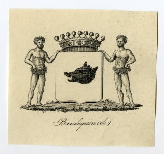 Antique Print-COAT OF ARMS-FAMILY CREST-DE BAUDEQUIN-Weleveld-1830