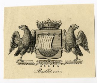 Antique Print-COAT OF ARMS-FAMILY CREST-DE BAILLET-Weleveld-1830