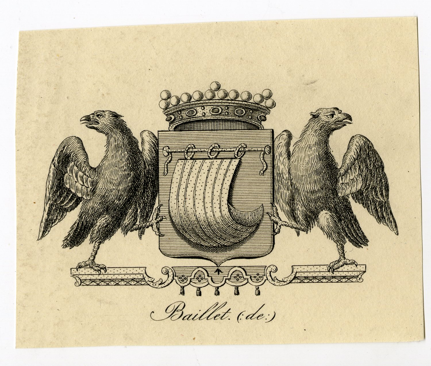 , Antique Print-COAT OF ARMS-FAMILY CREST-DE BAILLET-Weleveld-1830, Pictura Antique Prints