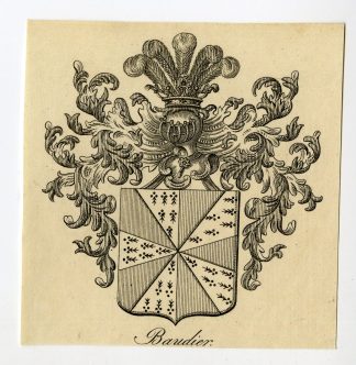Antique Print-COAT OF ARMS-FAMILY CREST-BAUDIER-Weleveld-1830
