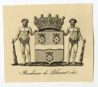 Antique Print-COAT OF ARMS-FAMILY CREST-DE BEECKMAN DE LIBERSART-Weleveld-1830