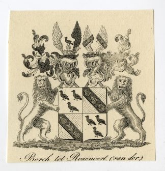 Antique Print-COAT OF ARMS-FAMILY CREST-VAN DER BORCH-ROUENOORT-Weleveld-1830