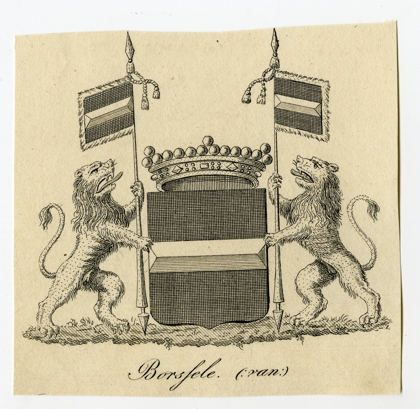 , Antique Print-COAT OF ARMS-FAMILY CREST-BORSFELE-Weleveld-1830, Pictura Antique Prints