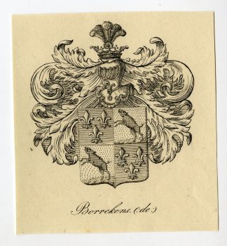 Antique Print-COAT OF ARMS-FAMILY CREST-DE BORREKENS-Weleveld-1830