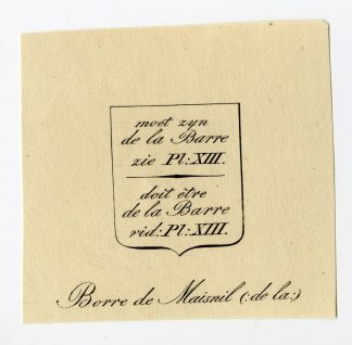 Antique Print-COAT OF ARMS-FAMILY CREST-DE LA BORRE-DE MAISNIL-Weleveld-1830