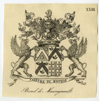 Antique Print-COAT OF ARMS-FAMILY CREST-BOREEL-MAUREGNAULT-Weleveld-1830