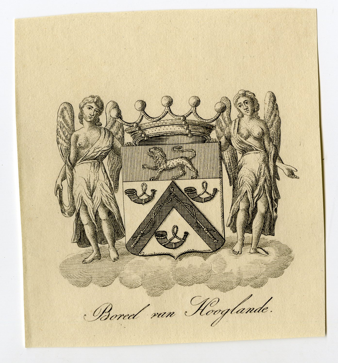 , Antique Print-COAT OF ARMS-FAMILY CREST-BOREEL VAN HOOGLANDE-Weleveld-1830, Pictura Antique Prints