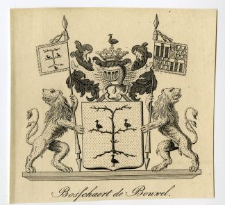 Antique Print-COAT OF ARMS-FAMILY CREST-BOSFCHAERT DE BOUWEL-Weleveld-1830