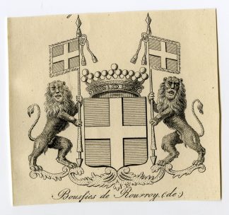 Antique Print-COAT OF ARMS-FAMILY CREST-DE BOUSFIES-DE ROUVROY-Weleveld-1830