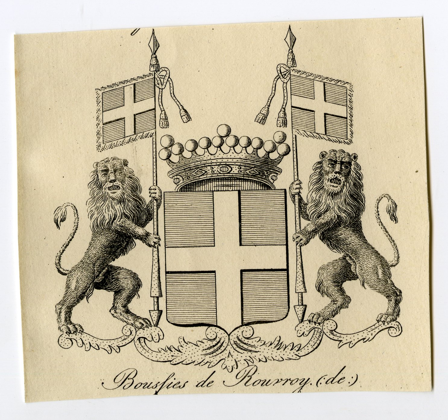 , Antique Print-COAT OF ARMS-FAMILY CREST-DE BOUSFIES-DE ROUVROY-Weleveld-1830, Pictura Antique Prints