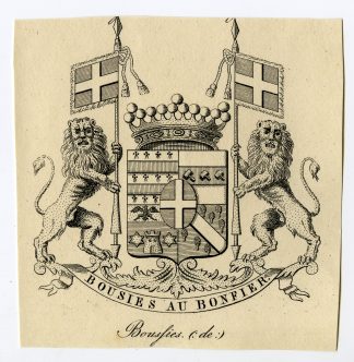 Antique Print-COAT OF ARMS-FAMILY CREST-DE BOUSFIES-Weleveld-1830