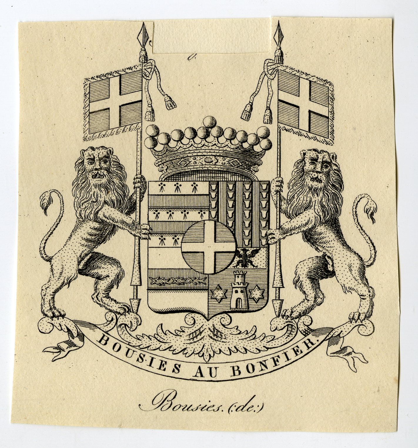 , Antique Print-COAT OF ARMS-FAMILY CREST-DE BOUSIES-Weleveld-1830, Pictura Antique Prints