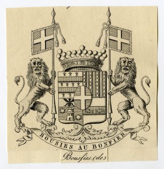 Antique Print-COAT OF ARMS-FAMILY CREST-DE BOUSFIES-Weleveld-1830