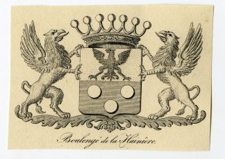 Antique Print-COAT OF ARMS-FAMILY CREST-BOULENGE DE LA HAINIERE-Weleveld-1830