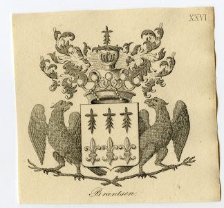 Antique Print-COAT OF ARMS-FAMILY CREST-BRANTSEN-Weleveld-1830