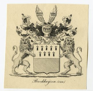 Antique Print-COAT OF ARMS-FAMILY CREST-VAN BROCKHUIJZEN-Weleveld-1830