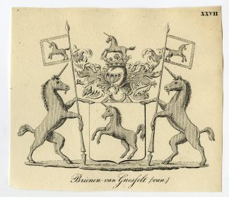 Antique Print-COAT OF ARMS-FAMILY CREST-VAN BRIENEN-GUESFELT-Weleveld-1830