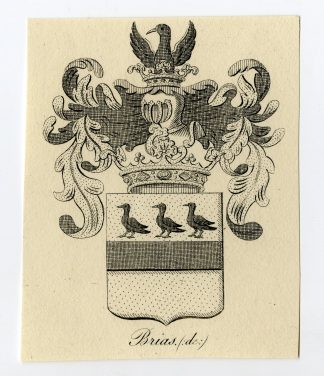 Antique Print-COAT OF ARMS-FAMILY CREST-DE BRIAS-Weleveld-1830