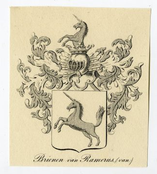 Antique Print-COAT OF ARMS-FAMILY CREST-VAN BRIENEN-VAN RAMERUS-Weleveld-1830
