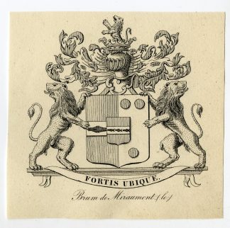 Antique Print-COAT OF ARMS-FAMILY CREST-DE BRUM-DE MIRAUMONT-Weleveld-1830