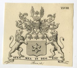 Antique Print-COAT OF ARMS-FAMILY CREST-DE BROU.-Weleveld-1830
